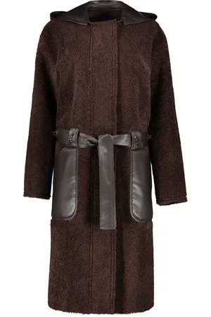 Low Classic Mantels, Dames, Bruin, L, Polyester, Omkeerbare Faux Shearling Jas met Capuchon