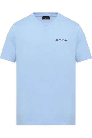 Etro Tops, Heren, Blauw, L, Katoen, T-shirt met Geborduurd Logo