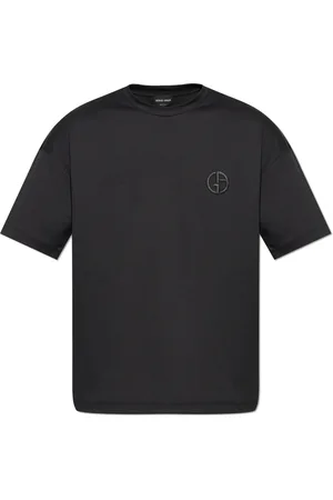 Giorgio Armani Tops, Heren, Zwart, M, Katoen, T-shirt met logo
