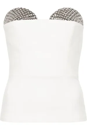 GENNY Tops, Dames, Wit, S, Rhinestone Square Neck Top