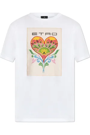 Etro Tops, Dames, Wit, L, Katoen, T-shirt met borduursel