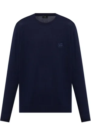 Etro Truien, Heren, Blauw, S, Katoen, Katoenen Trui met Logo