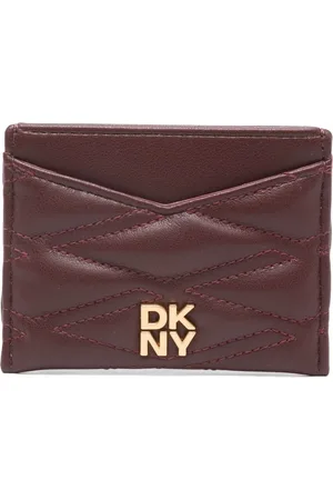 DKNY Accessoires, Dames, Rood, ONE Size, Leer, Rode Kaarthouder Portemonnee voor Vrouwen