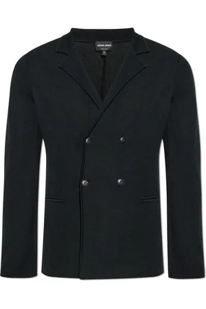 Giorgio Armani Jassen, Heren, Zwart, L, Wol, Wollen Double-Breasted Blazer