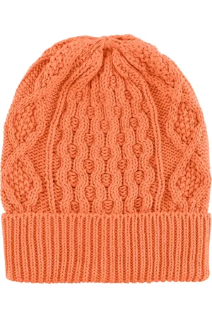 American Dreams Accessoires, Dames, Oranje, ONE Size, Katoen, Katoenen Beanie Burnt Gemaakt in Italië
