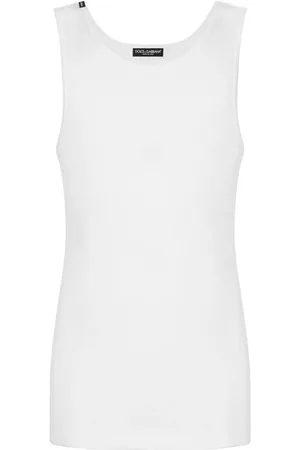 Dolce & Gabbana Tops, Heren, Wit, M, Katoen, Tanktop met Canotta Stijl