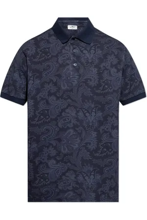 Etro Tops, Heren, Blauw, XL, Katoen, Katoenen Polo met Decoratief Patroon