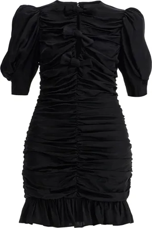 ROTATE Kleedjes, Dames, Zwart, M, Satijn, Satin Draped Mini Jurk