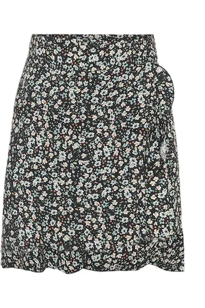 American Dreams Rokken, Dames, Grijs, L, Bloemen wikkelrok met ruches