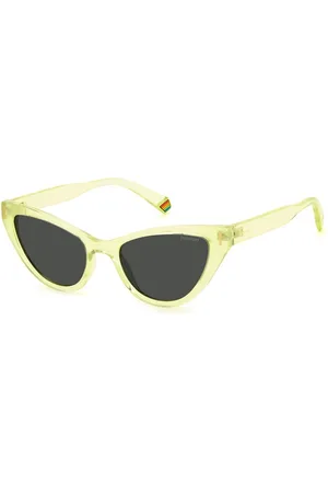 Polaroid Accessoires, Dames, Geel, ONE Size, Gele Plastic Zonnebril met Gepolariseerde Grijze Lenzen