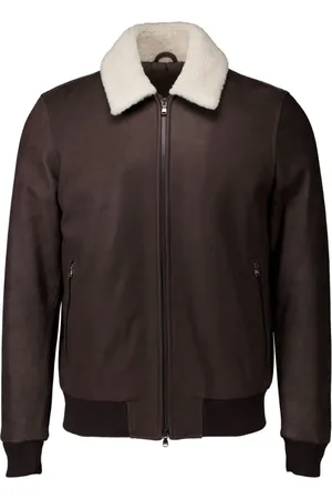 BARBA Jassen, Heren, Bruin, 2Xl, Donkerbruine Leren Jack Jackie