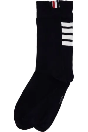 Thom Browne Ondergoed, Heren, Blauw, ONE Size, Katoen, 4-Bar Katoenen Sokken met Grosgrain