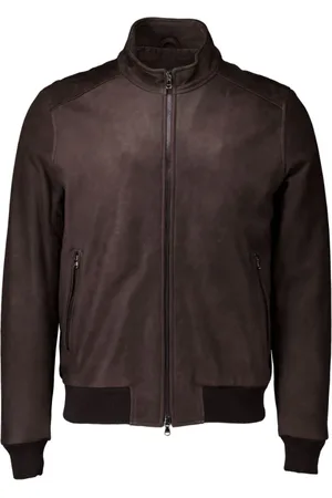 BARBA Jassen, Heren, Bruin, XL, Donkerbruin Dakota Leren Jas