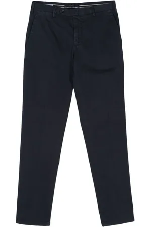 LUIGI BIANCHI MANTOVA Broeken, Heren, Blauw, L, Katoen, Blauwe Textuur Katoenen Broek
