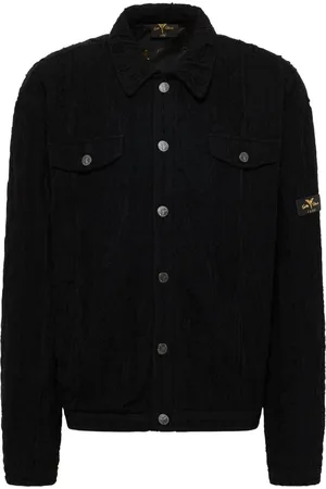 Carlo Colucci Jassen, Heren, Zwart, L, Luxe Gebreide Blouson met Gouden Print