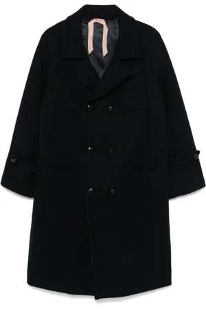Nº21 Mantels, Dames, Blauw, M, Wol, Blauwe Wollen Blend Double-Breasted Jas