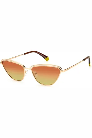 Polaroid Accessoires, Dames, Geel, ONE Size, Gouden Metalen Zonnebril Gradient Gepolariseerd UV