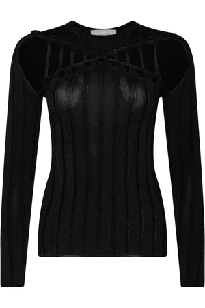 CIRCUS HOTEL Tops, Dames, Zwart, S, Zwarte longsleeve top met cut-out details