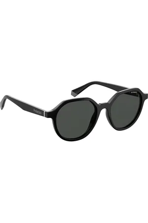 Polaroid Accessoires, Dames, Zwart, ONE Size, Zwarte Plastic Zonnebril Hexagonaal Stijl