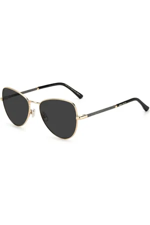 Jimmy Choo Accessoires, Dames, Geel, ONE Size, Gouden Metalen Zonnebril