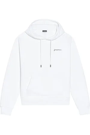 Jacquemus Sweatshirts & Hoodies, Dames, Wit, M, Katoen, Geborduurde sweatshirt met capuchon en logo