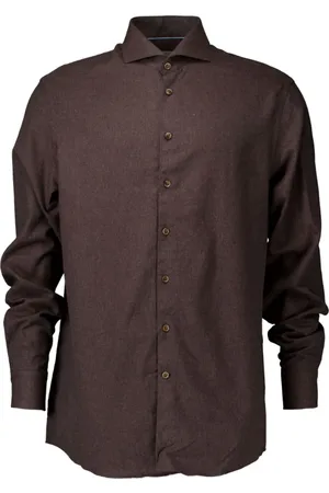 john miller Overhemden, Heren, Bruin, 3Xl, Lange Mouw Donkerbruin Overhemd