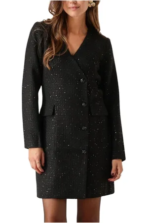 FREEBIRD Kleedjes, Dames, Zwart, S, Zwarte Dafna Jurk Dames Mini Jurk