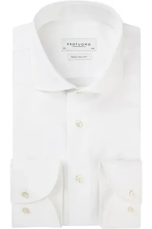 Profuomo Overhemden, Heren, Wit, S, Wit Overhemd Lange Mouw