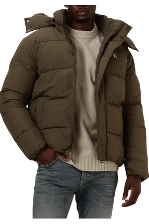 Calvin Klein Jassen, Heren, Groen, L, Polyester, Groene Pufferjas Essentials Non Down