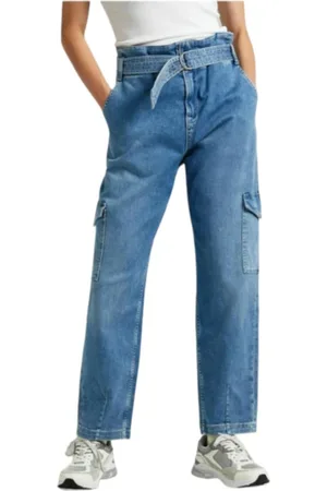 Pepe Jeans Jeans, Dames, Blauw, W24 L28, Denim, Blauwe Utility Tapered Jeans