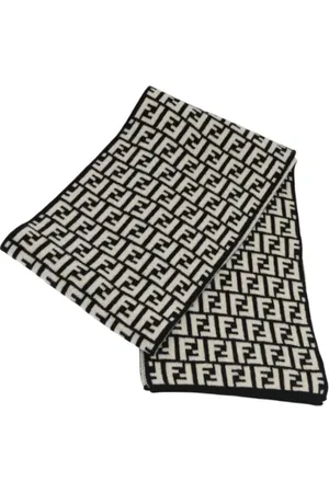 Fendi Pre-owned, Dames, Zwart, ONE Size, Pre-owned Wool scarves