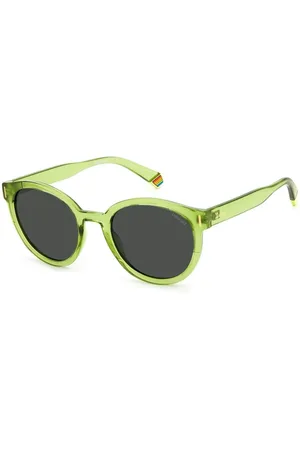 Polaroid Accessoires, Dames, Groen, ONE Size, Gele Plastic Zonnebril Solid Dye Gepolariseerd