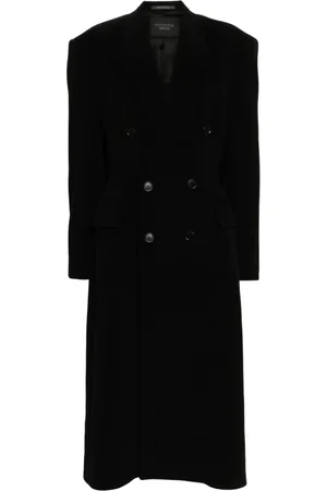Balenciaga Mantels, Dames, Zwart, M, Leer, Luxe Zwarte Cinched Coat Aw 24