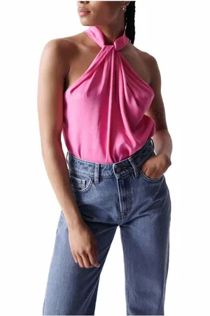 Salsa Tops, Dames, Roze, S, Metallic Halter Neck Blouse