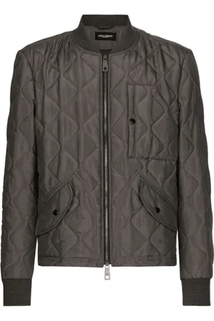 Dolce & Gabbana Jassen, Heren, Grijs, L, Grijze Gewatteerde Bomberjack