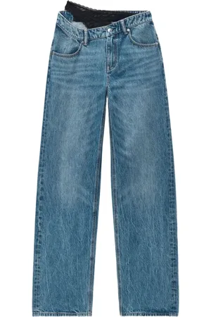 Alexander Wang Jeans, Dames, Blauw, W27, Denim, Blauwe Denim Jeans met Kantdetail