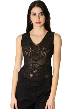 D.EXTERIOR Tops, Dames, Zwart, L, Zwarte Kantbloementop