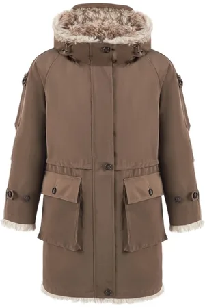 Urban Code Jassen, Dames, Bruin, S, Nylon, Omkeerbare vegan bont parka jas