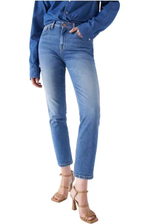 Salsa Jeans, Dames, Blauw, W30 L28, Moderne Cropped Slim Jeans