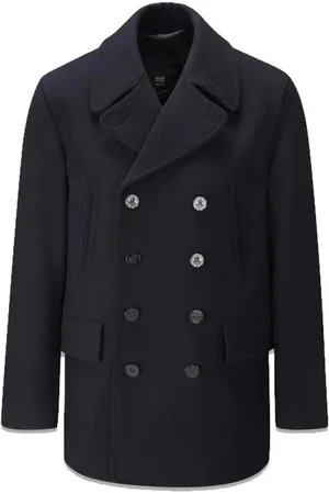 Gloverall Mantels, Heren, Blauw, L, Katoen, Churchill Reefer Peacoat Navy