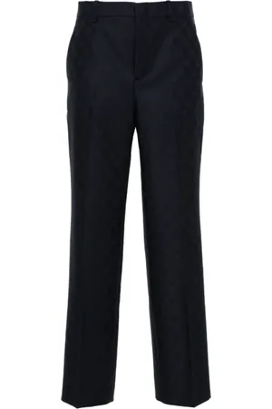 Gucci Broeken, Dames, Blauw, S, Wol, Blauwe wollen broek keperbinding