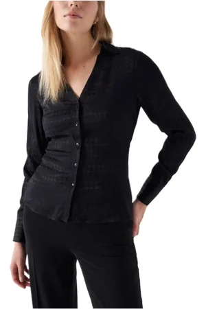 Salsa Blouses & Shirts, Dames, Zwart, M, Zwarte Blouse Elegante Silhouet