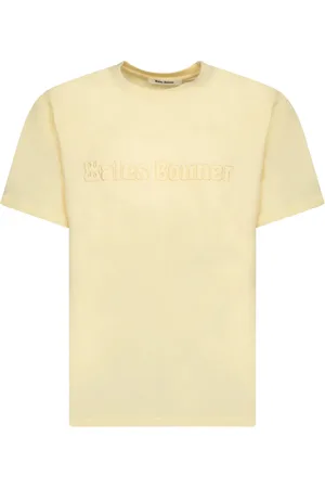WALES BONNER Tops, Heren, Geel, XL, Katoen, Gele T-shirt voor mannen