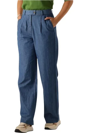 Minus Broeken, Dames, Blauw, S, Blauwe Straight Leg Jeans voor Dames