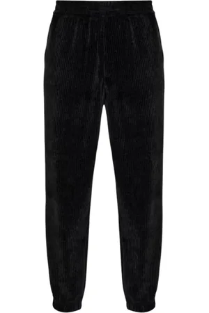 Emporio Armani Broeken, Heren, Zwart, M, Ribfluwelen Joggerbroek voor Heren