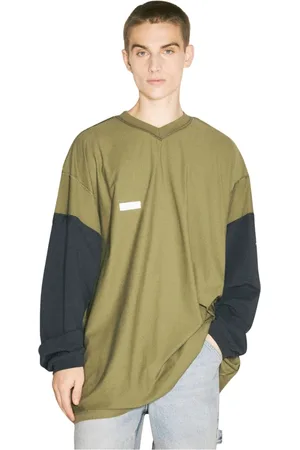 Vetements Tops, Heren, Groen, M, Katoen, Haai Inside-Out T-shirt Katoenen Jersey