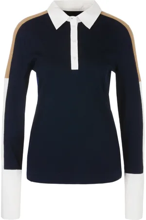 Marc Cain Tops, Dames, Blauw, M, Navy Polo Shirt Klassieke Stijl