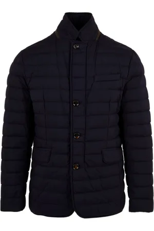 MOORER Jassen, Heren, Blauw, S, Gewatteerde Leren Jas