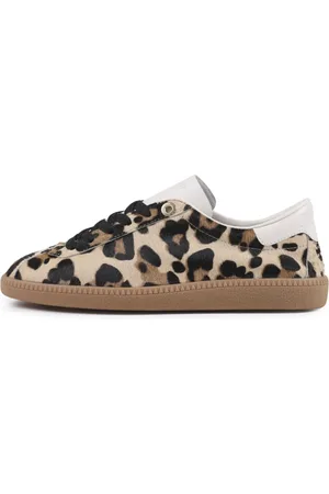 Bronx Schoenen, Dames, Bruin, 37 EU, Leer, Bruin Animal Print Lage Top Sneakers