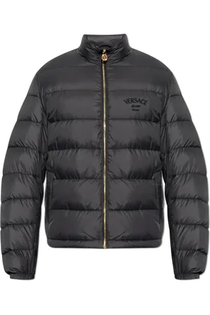 VERSACE Jassen, Heren, Zwart, M, Polyester, Gewatteerde jas met opstaande kraag